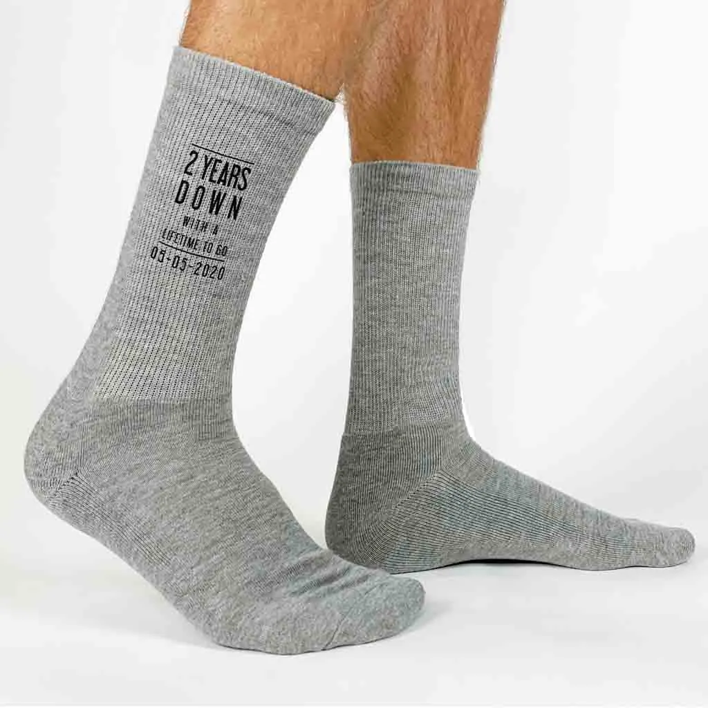 2nd Anniversary Mens Socks - 2 Years Down Personalized