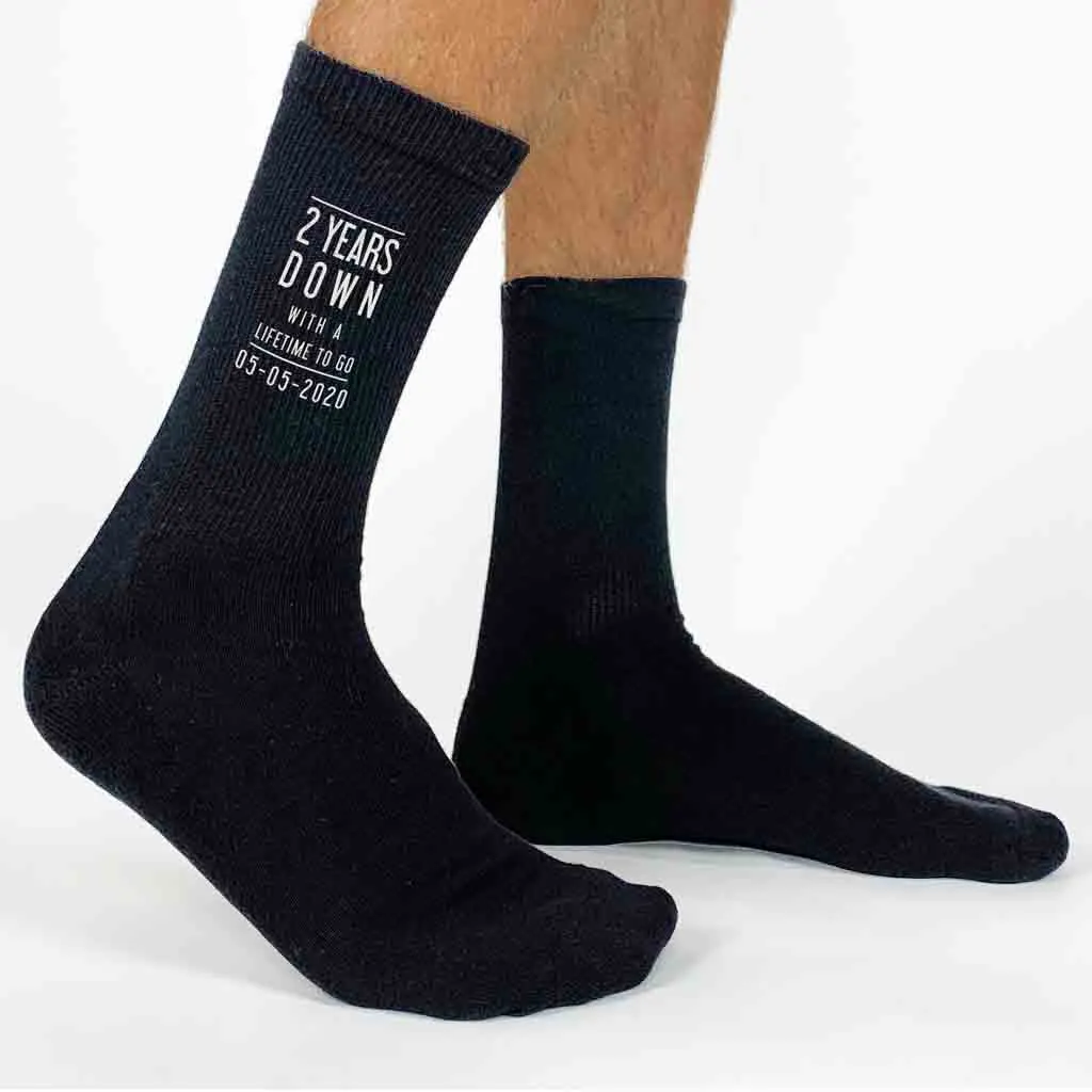 2nd Anniversary Mens Socks - 2 Years Down Personalized