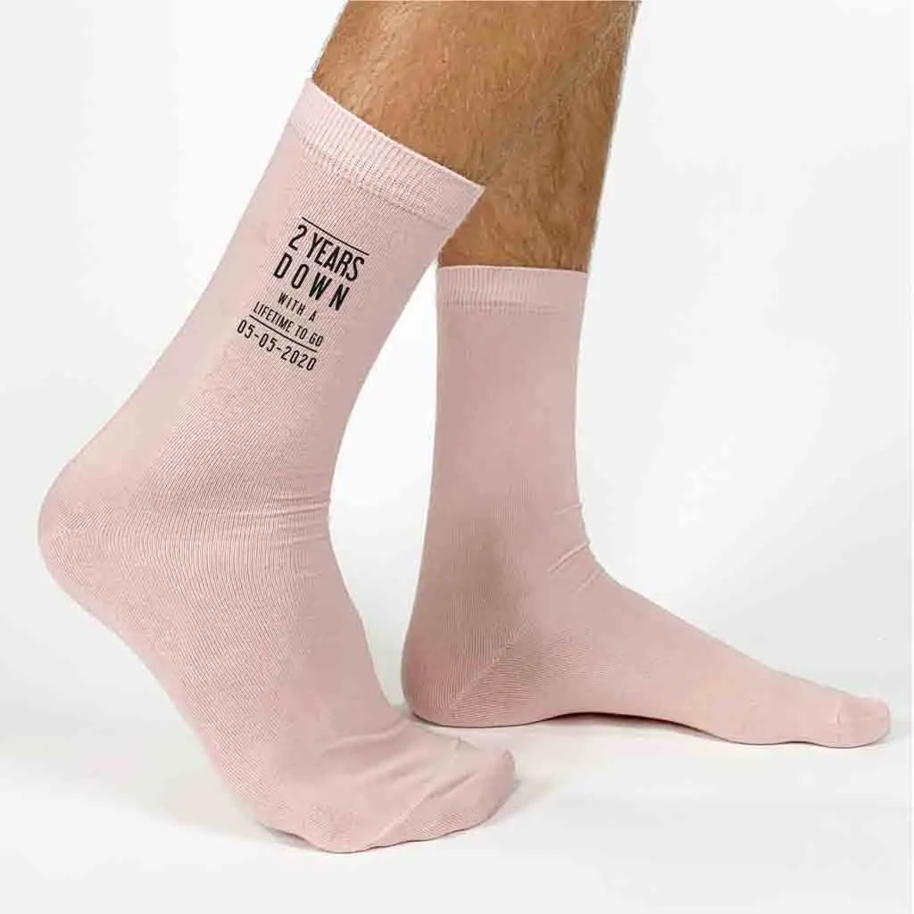 2nd Anniversary Mens Socks - 2 Years Down Personalized