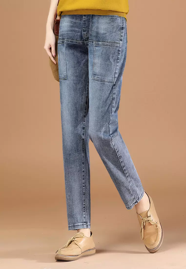 A-IN GIRLS Elasticated Waist Panel Jeans