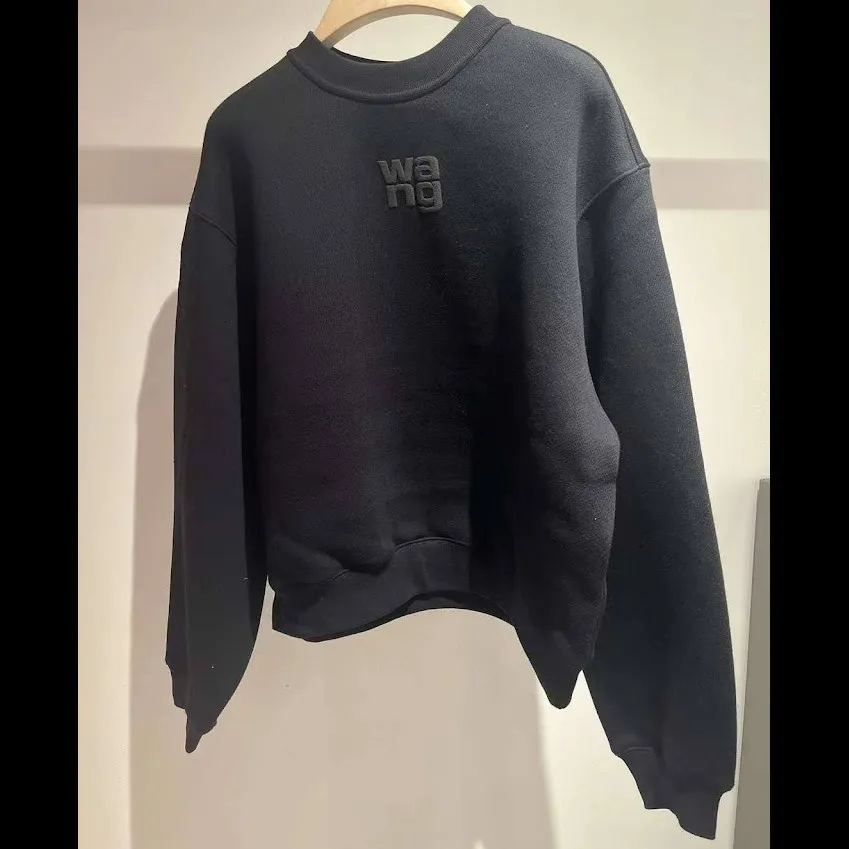 Alexander Wang  |Crew Neck Street Style Long Sleeves Plain Cotton Logo