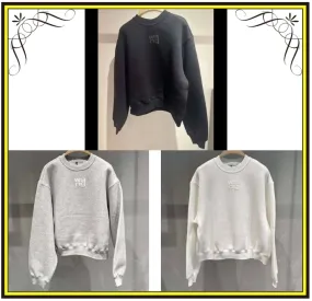 Alexander Wang  |Crew Neck Street Style Long Sleeves Plain Cotton Logo