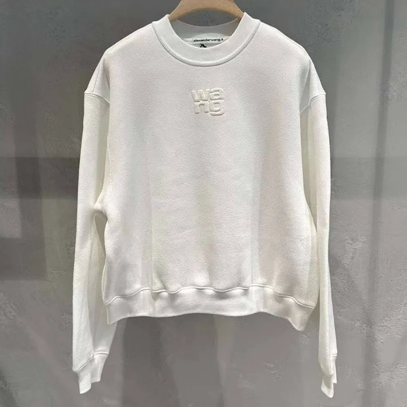 Alexander Wang  |Crew Neck Street Style Long Sleeves Plain Cotton Logo