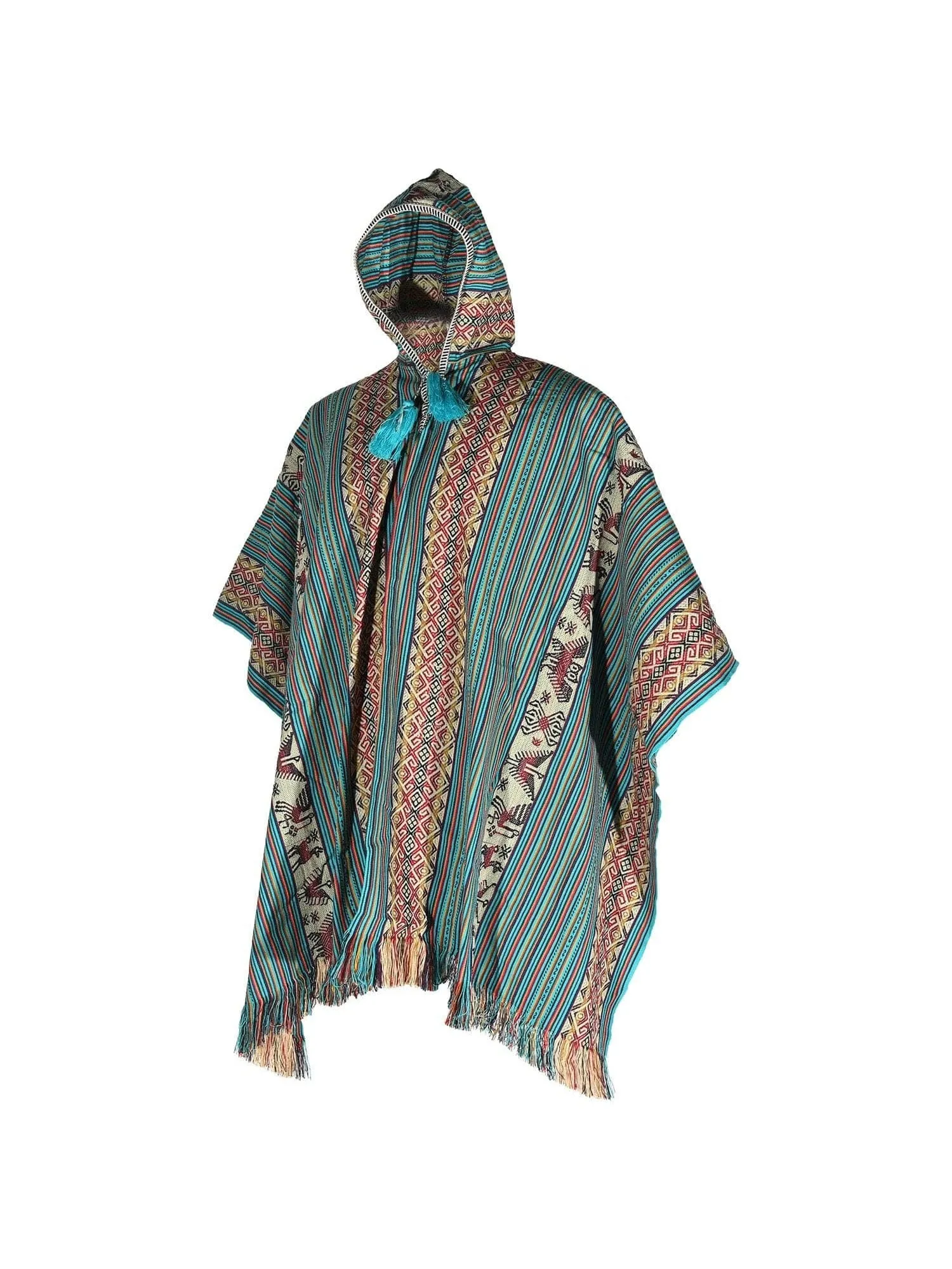 Allpa Hooded Peruvian Poncho - Vine