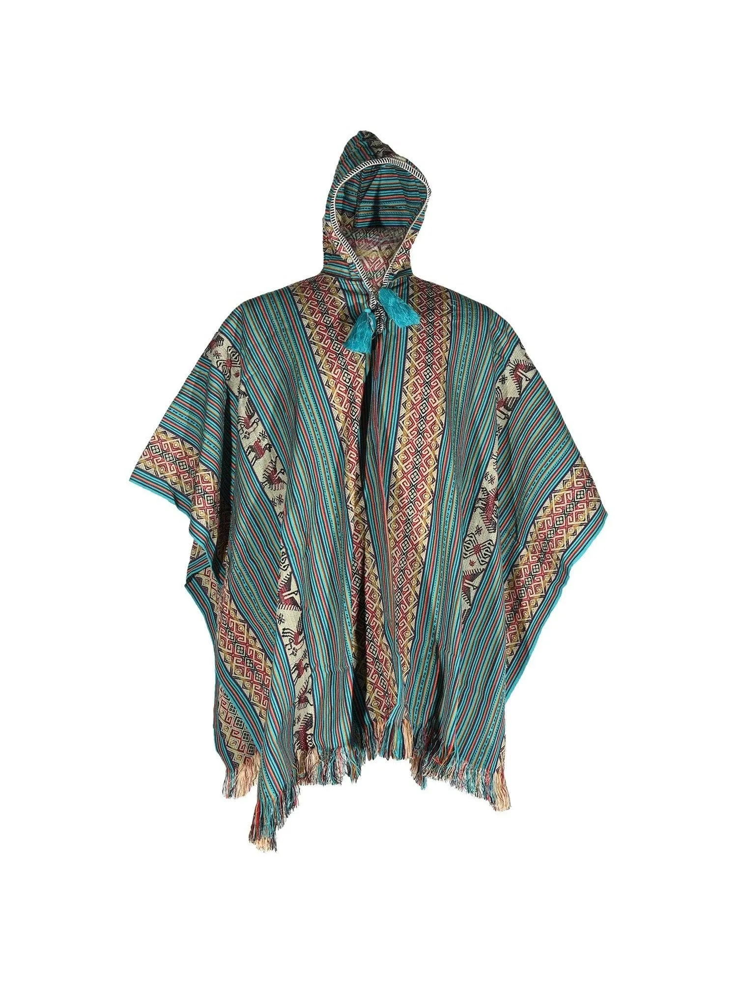 Allpa Hooded Peruvian Poncho - Vine