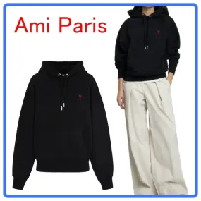 AMI PARIS  |Rib Street Style Long Sleeves Plain Cotton Logo Loungewear