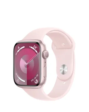 Apple Watch Series 9 GPS 45mm Pink Aluminium Case, Light Pink Sport Band - S/M | Simply Be