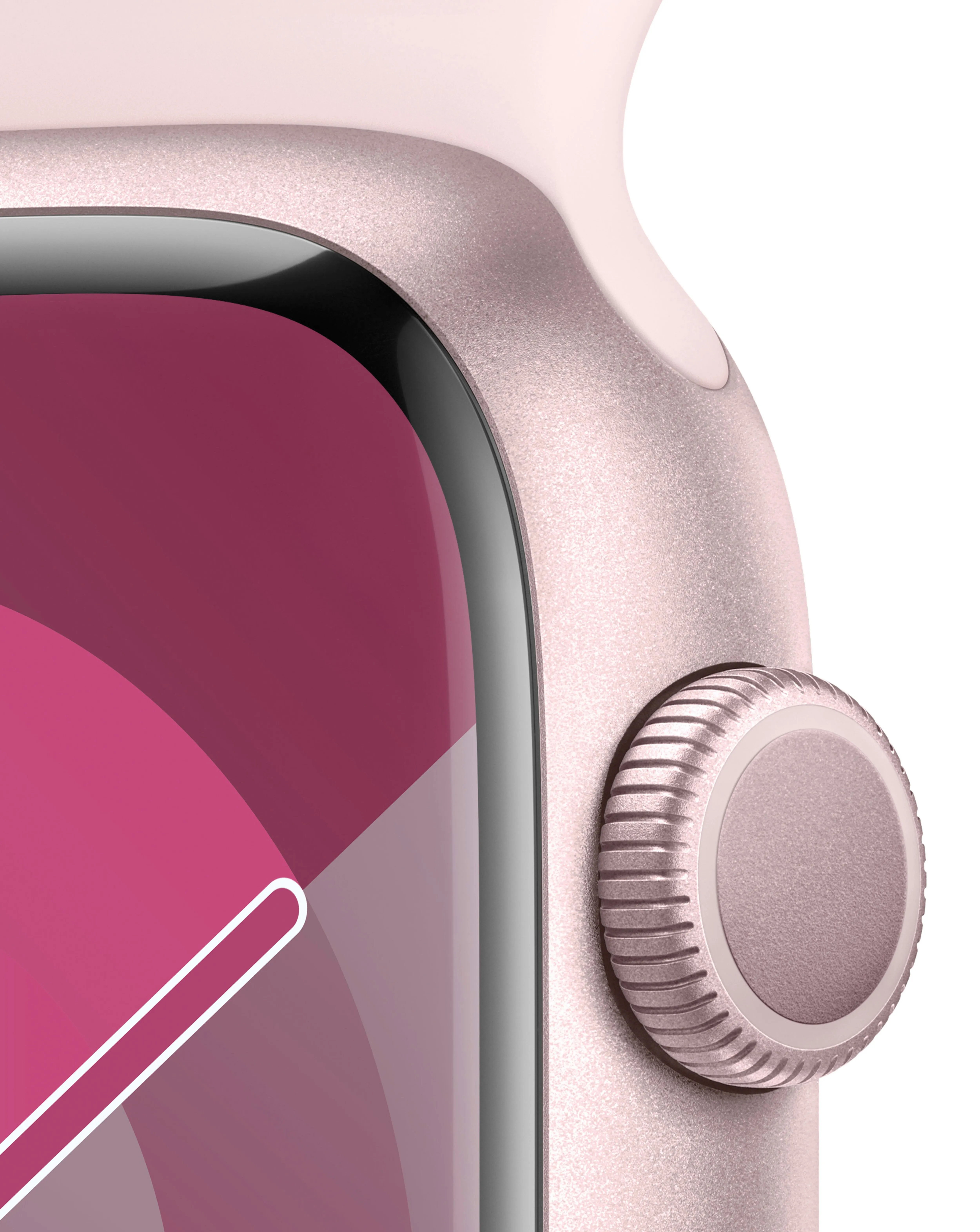 Apple Watch Series 9 GPS 45mm Pink Aluminium Case, Light Pink Sport Band - S/M | Simply Be