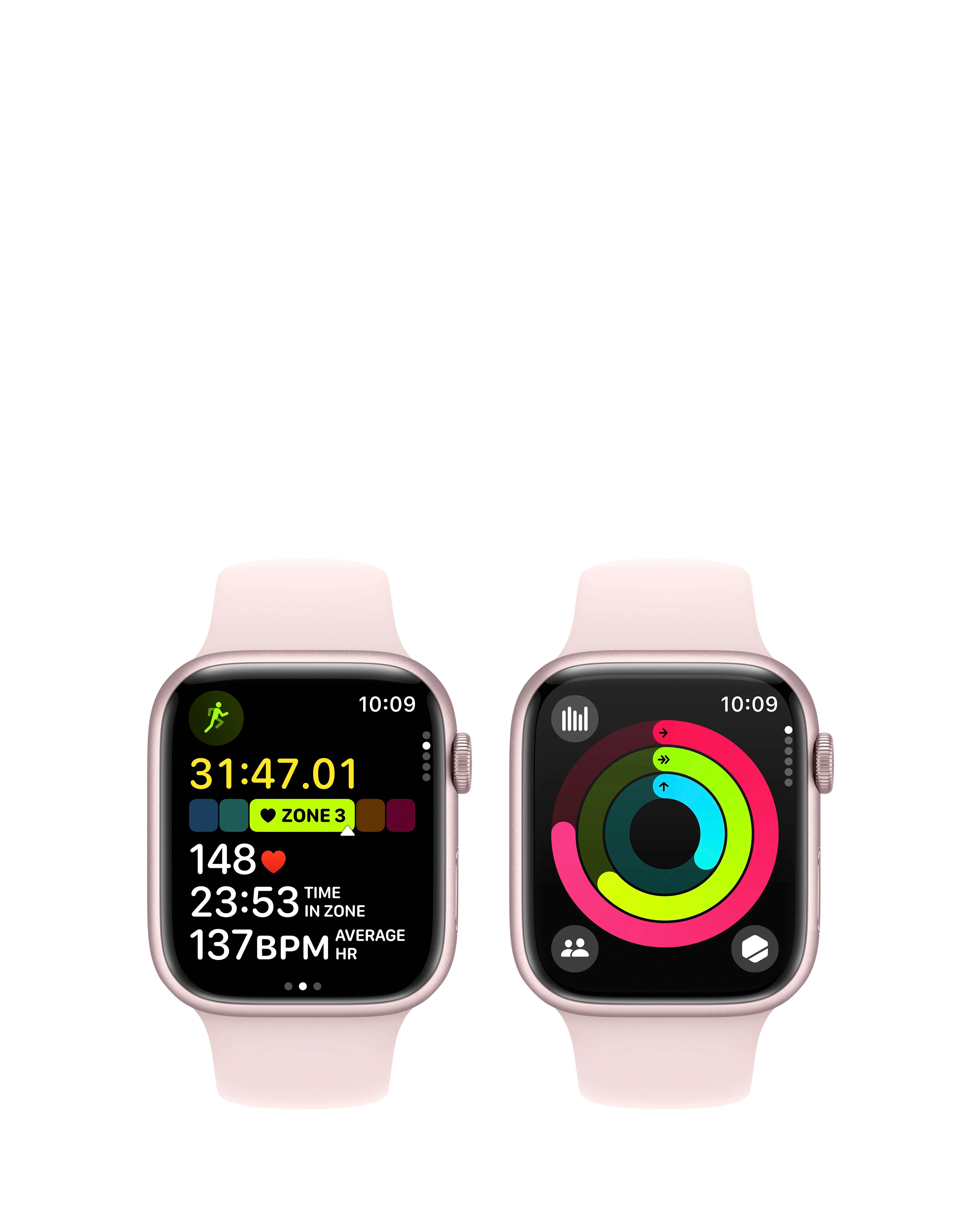 Apple Watch Series 9 GPS 45mm Pink Aluminium Case, Light Pink Sport Band - S/M | Simply Be