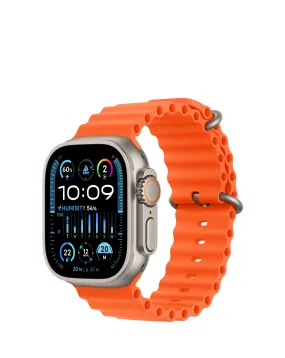 Apple Watch Ultra 2 GPS + Cellular, 49mm Titanium Case with Orange Ocean Band | Simply Be