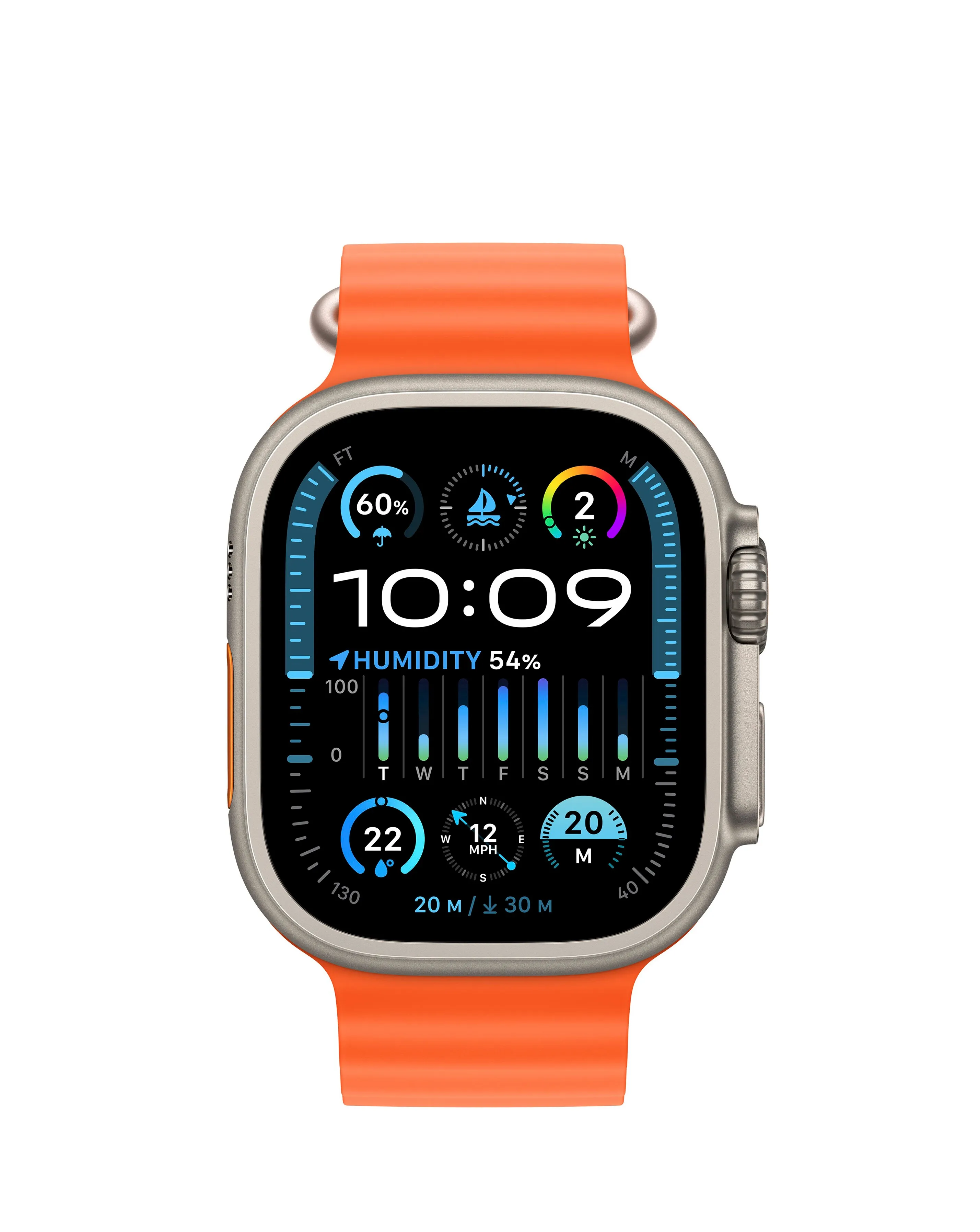 Apple Watch Ultra 2 GPS + Cellular, 49mm Titanium Case with Orange Ocean Band | Simply Be