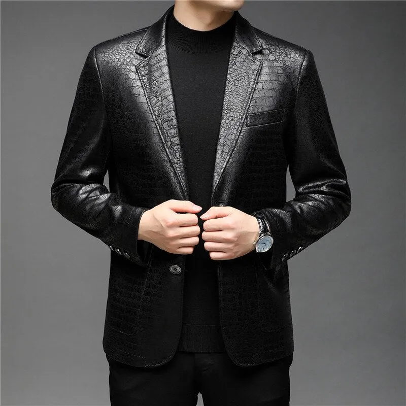 Autumn Casual Solid Pattern Turn-down Collar Outerwear Blazer for Men