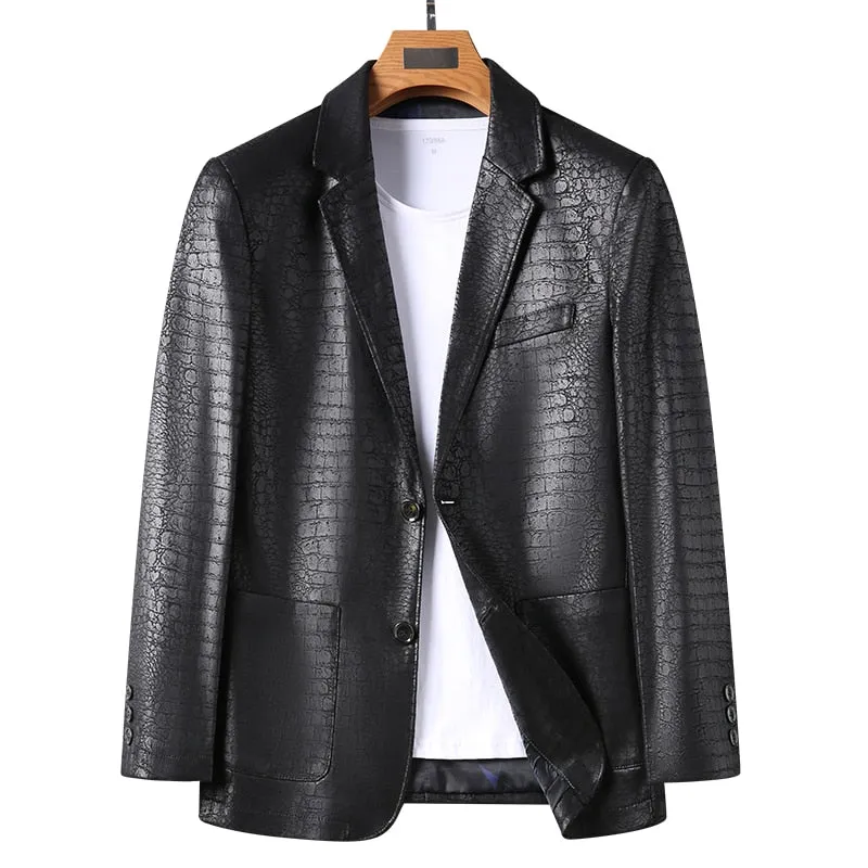 Autumn Casual Solid Pattern Turn-down Collar Outerwear Blazer for Men