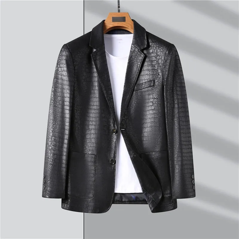 Autumn Casual Solid Pattern Turn-down Collar Outerwear Blazer for Men