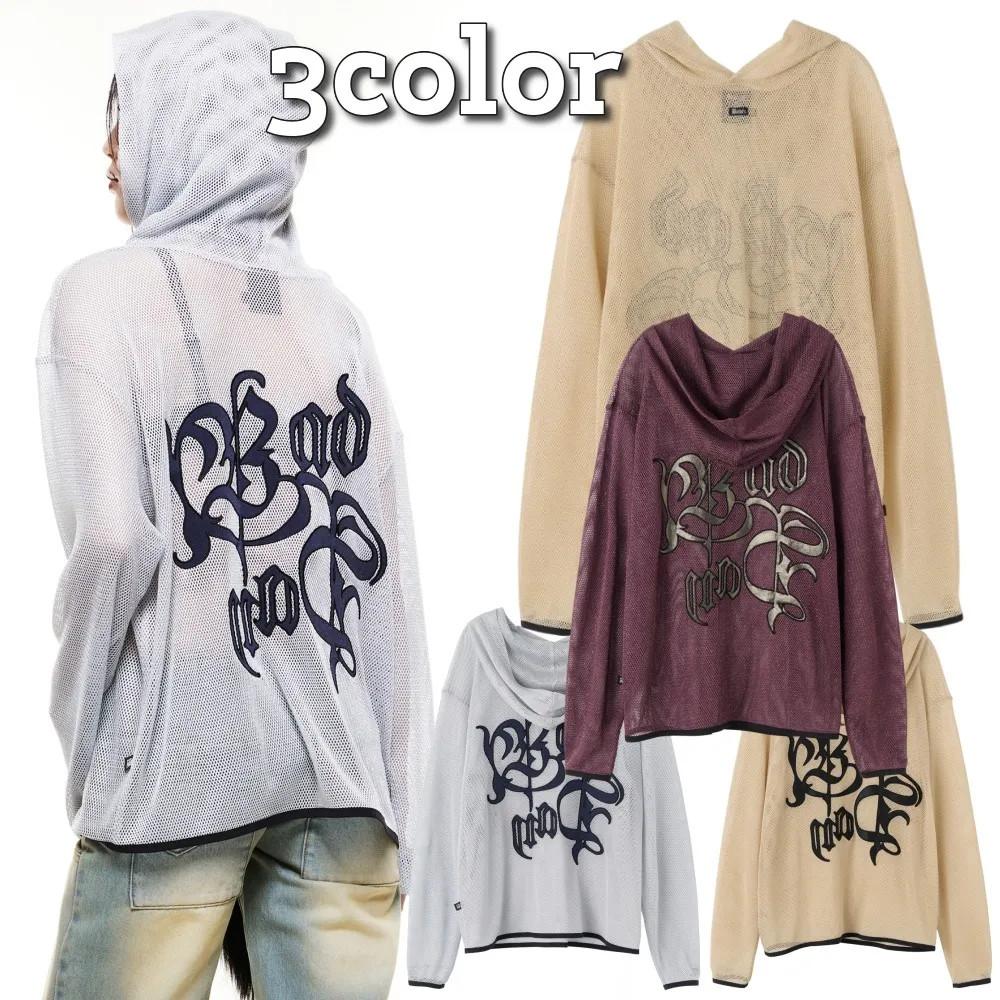 BADEE  |Street Style Bi-color Long Sleeves Oversized Logo