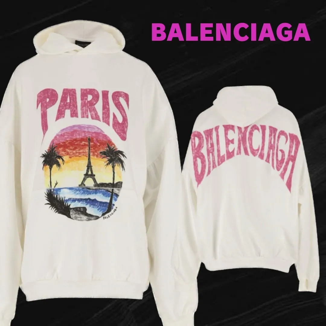 BALENCIAGA  |Long Sleeves Plain Cotton Oversized Super-long Sleeves Logo