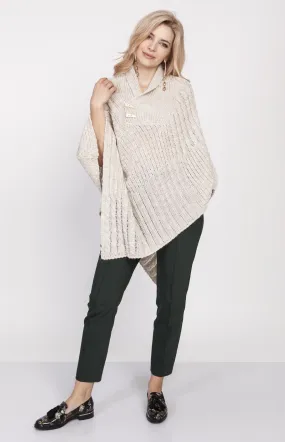 Beige woman poncho