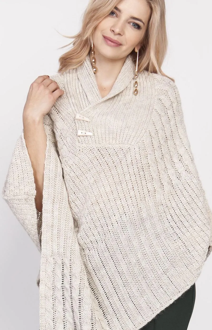 Beige woman poncho