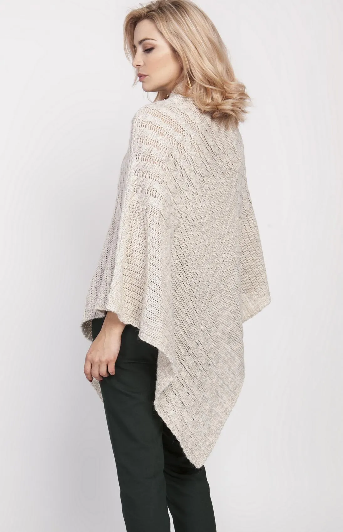 Beige woman poncho