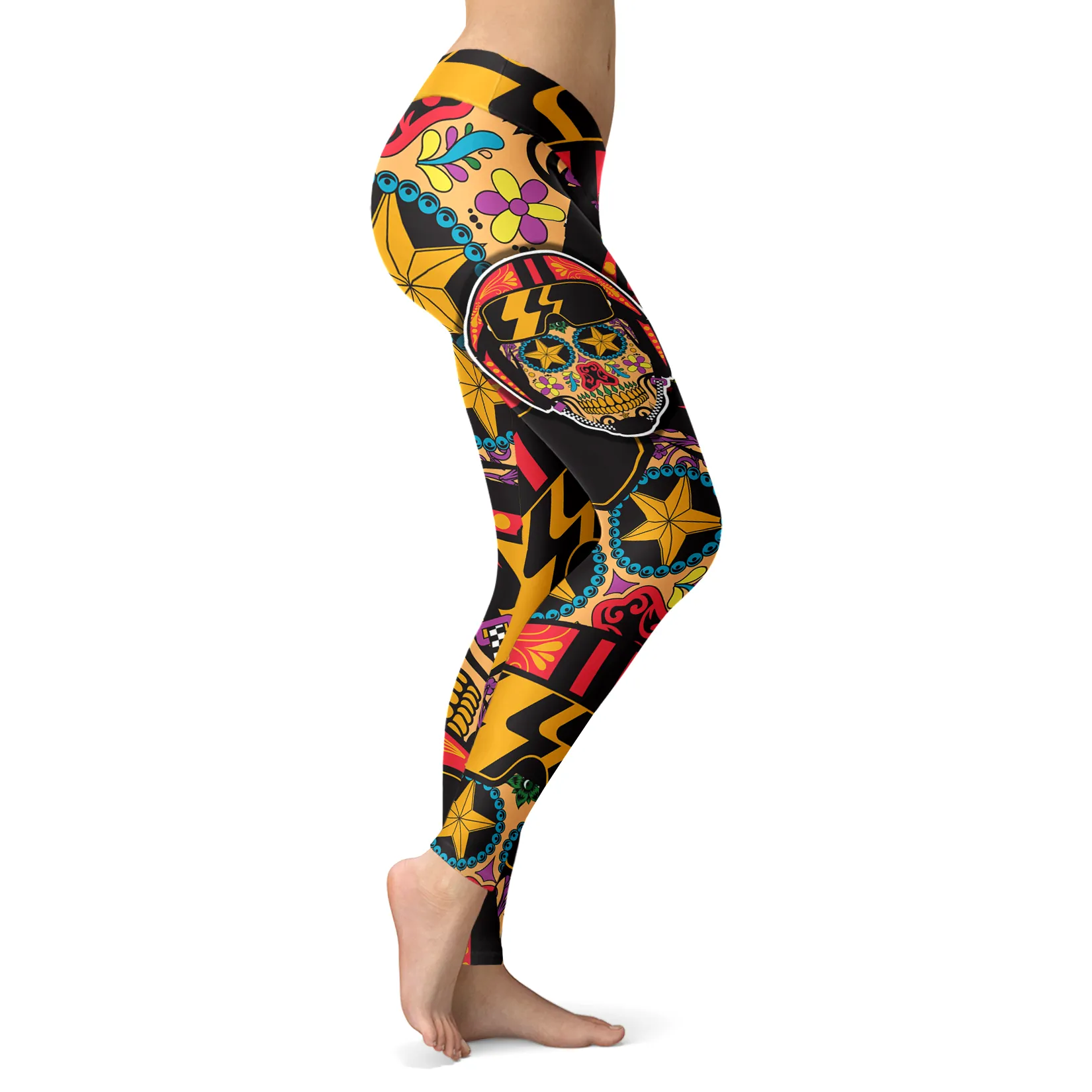 Biker Sugar Skull Leggings