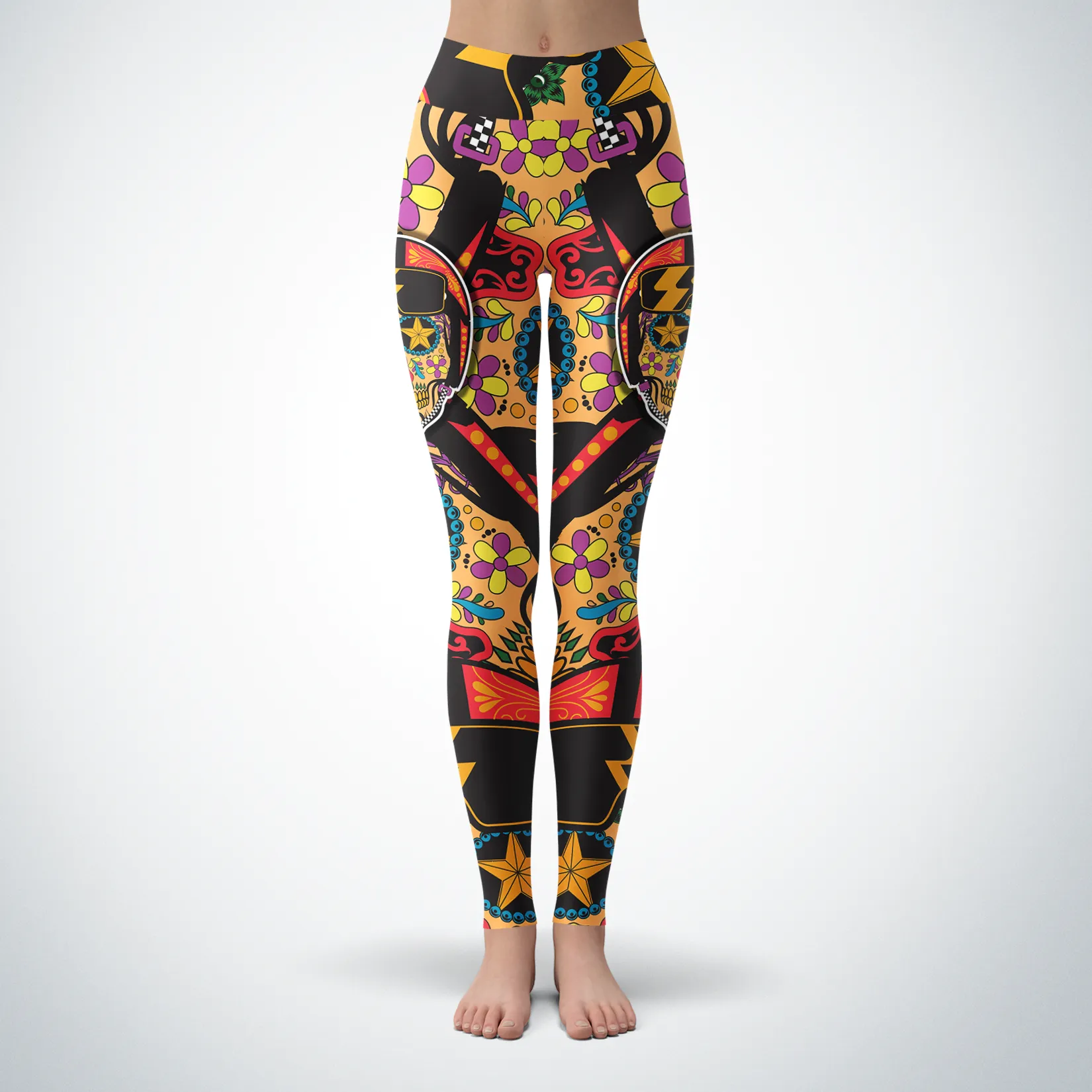 Biker Sugar Skull Leggings