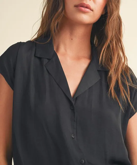 Button Down Top - Black