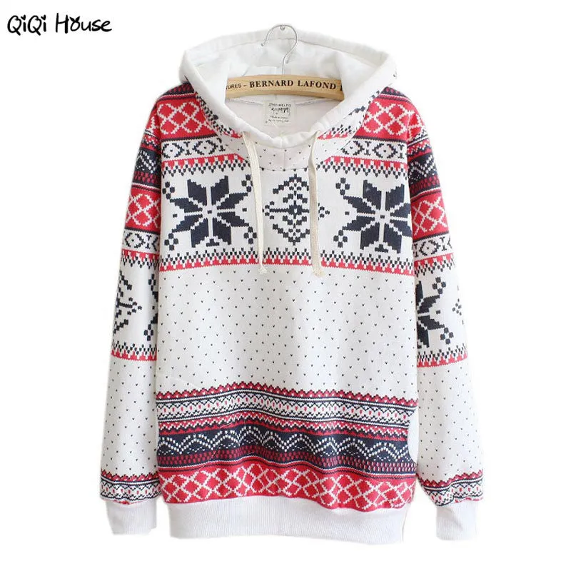 Christmas Women Hoodies Sweatshirts Jumper Casual Women Loose Autumn Hooded Pullovers Tops Moletom Feminino Com Capuz#A131 SM6