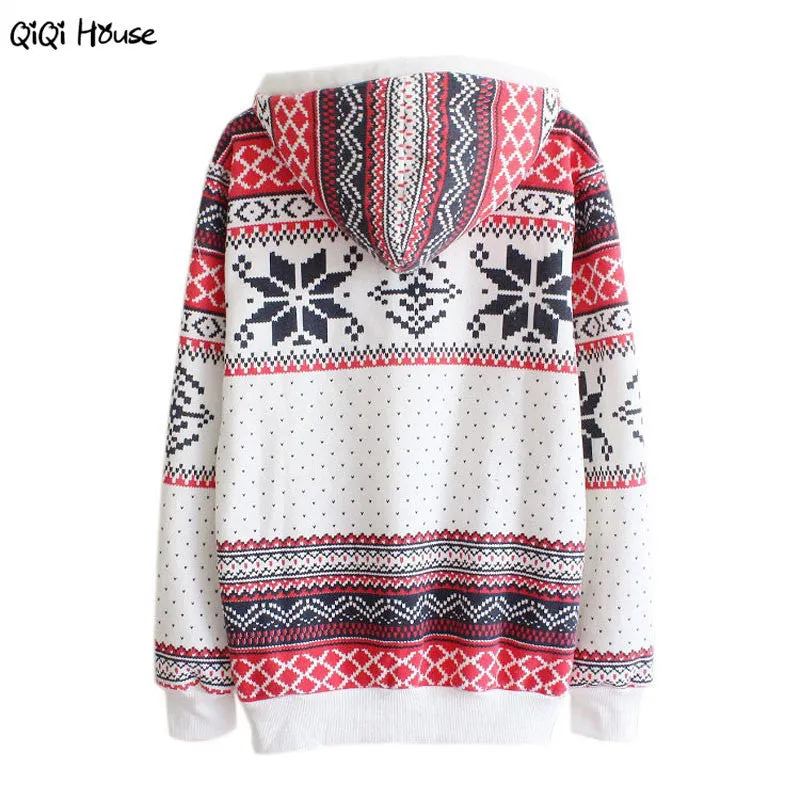 Christmas Women Hoodies Sweatshirts Jumper Casual Women Loose Autumn Hooded Pullovers Tops Moletom Feminino Com Capuz#A131 SM6