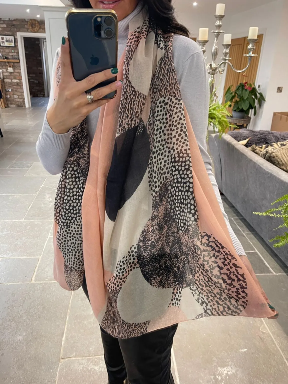 Circle Spot Print Scarf