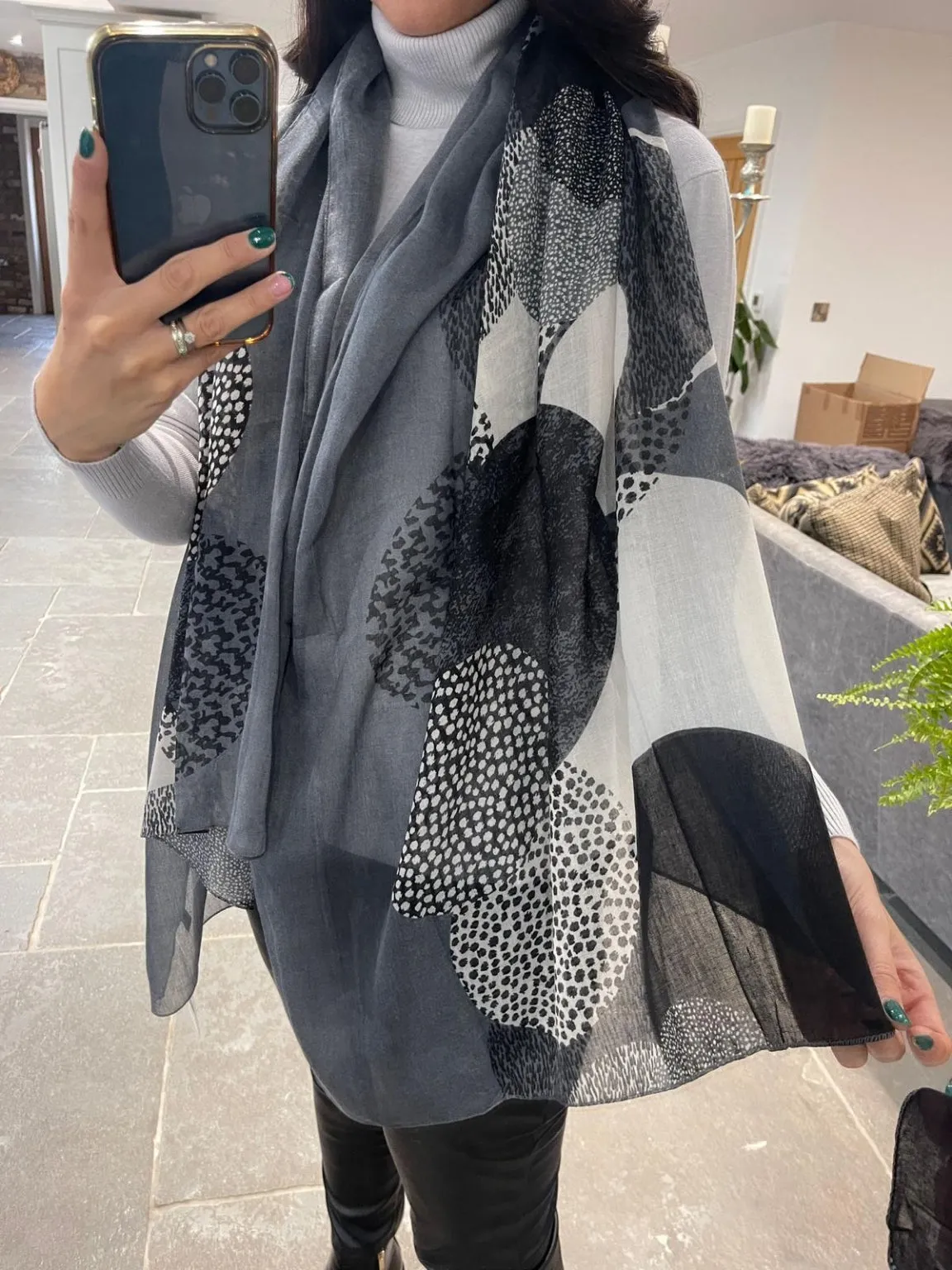 Circle Spot Print Scarf