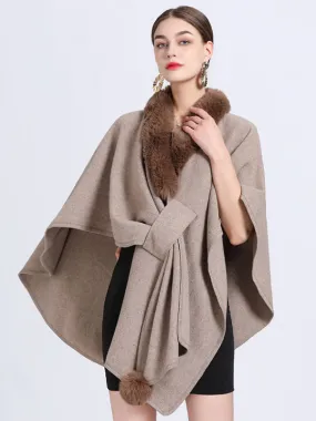 Cloak Cape Faux Fur Shawl Wraps Fall Outerwear For Women