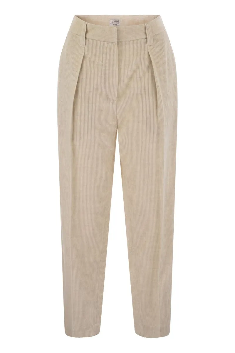 COTTON BLEND TROUSERS