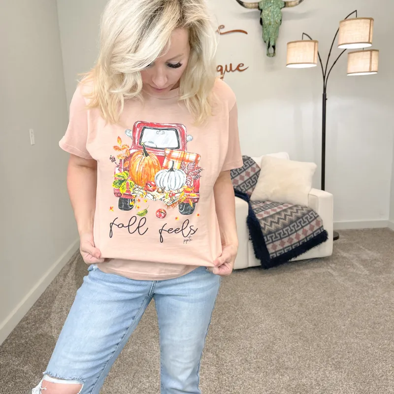 Fall Feels Soft Peach Graphic Tee