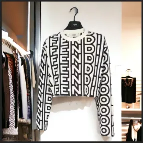 FENDI  |Crew Neck Street Style Collaboration Bi-color Long Sleeves