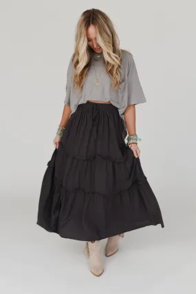 Frances Drawstring Maxi Skirt - Ash Gray