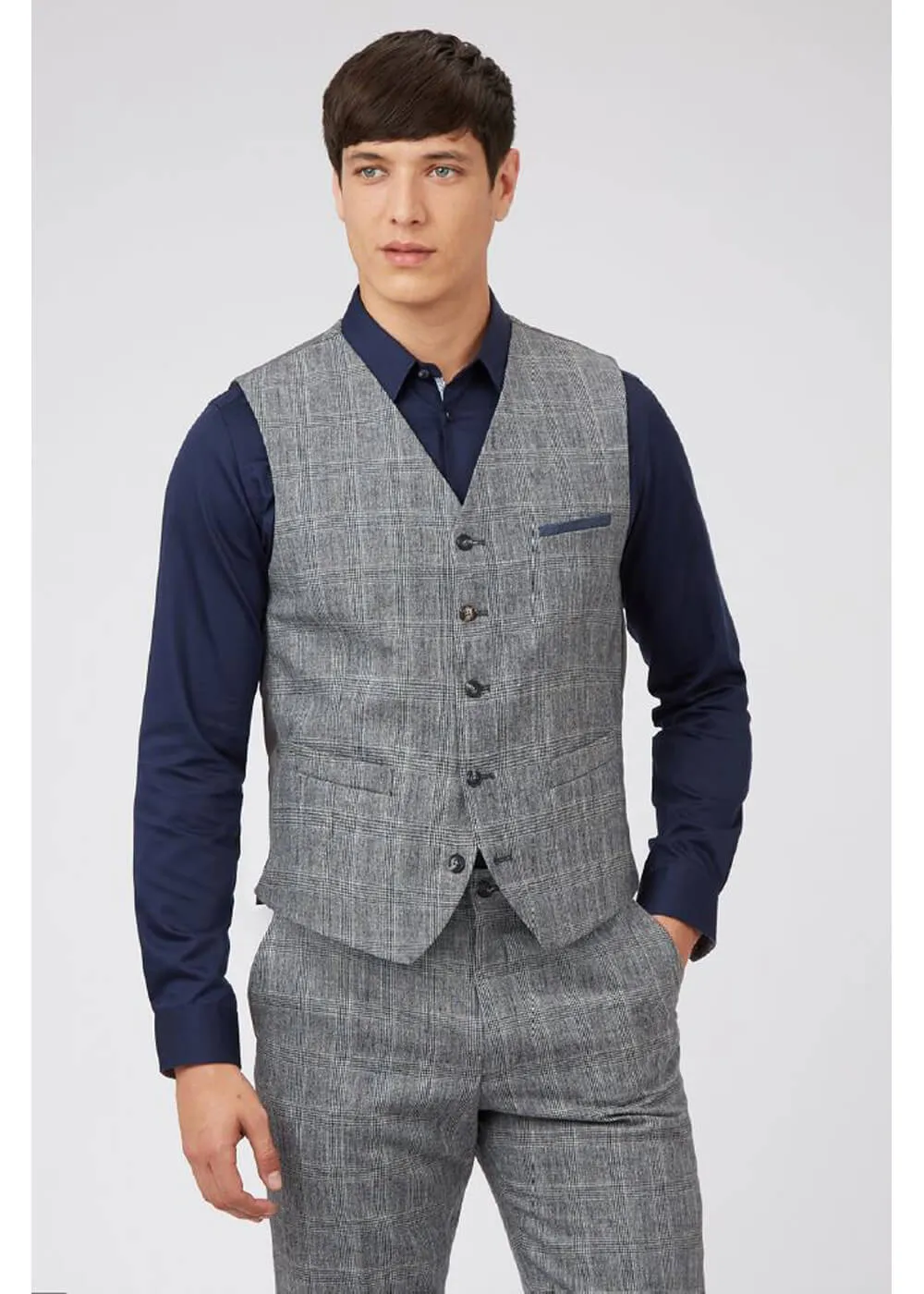 Gibson London Daniel Check Gilet Gray