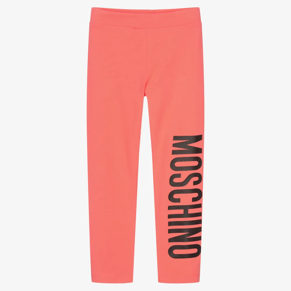 Girls Pink Logo Leggings