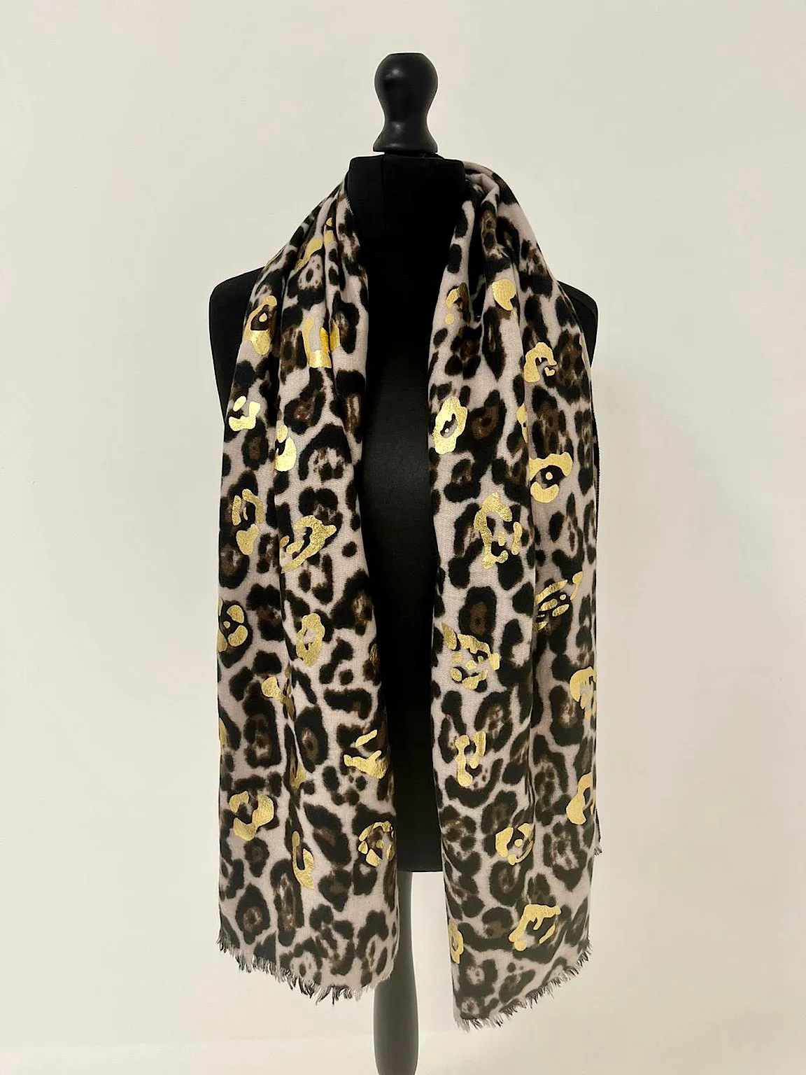 Gold Touch Leopard Print Scarf