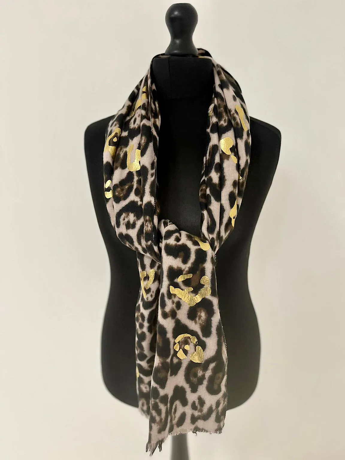 Gold Touch Leopard Print Scarf