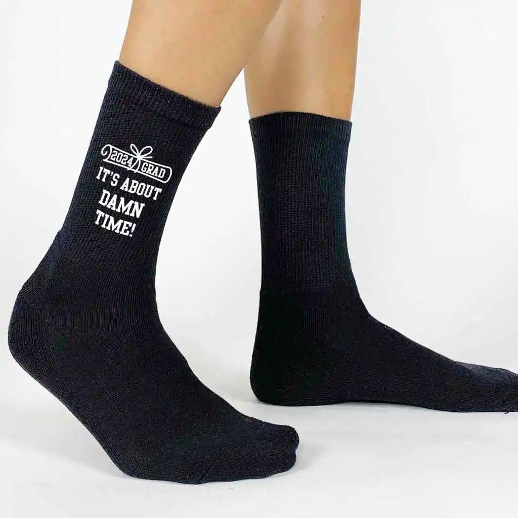 Graduation Socks for The Class of 2024 - It’s About Damn Time