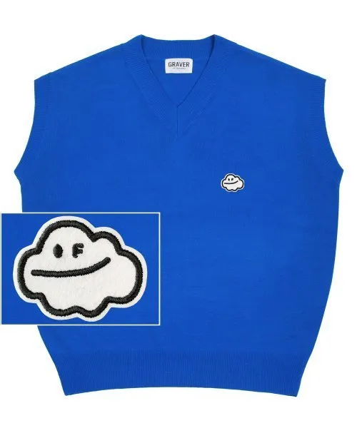 GRAVER  |[GRAVER]★CLOUD SMILE EMBROIDERY KNIT VEST