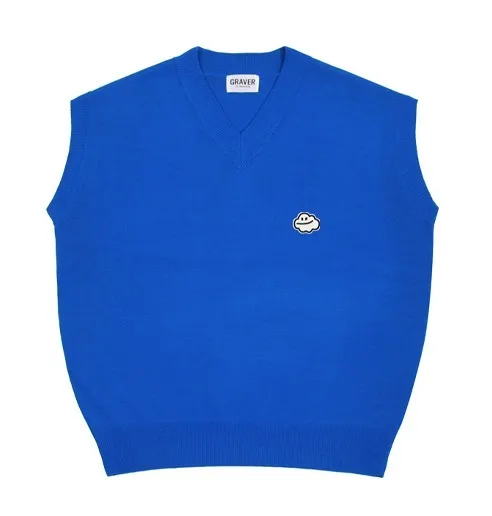 GRAVER  |[GRAVER]★CLOUD SMILE EMBROIDERY KNIT VEST