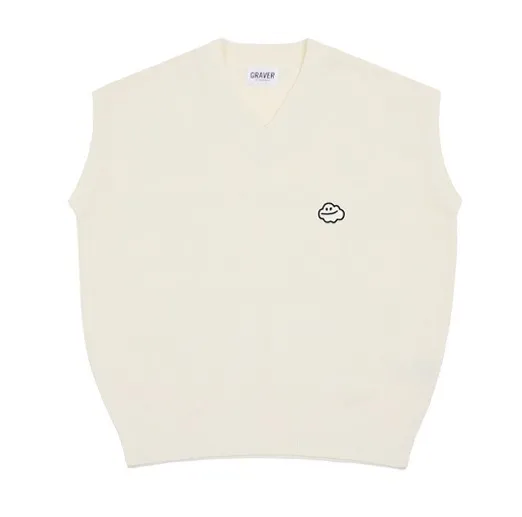 GRAVER  |[GRAVER]★CLOUD SMILE EMBROIDERY KNIT VEST