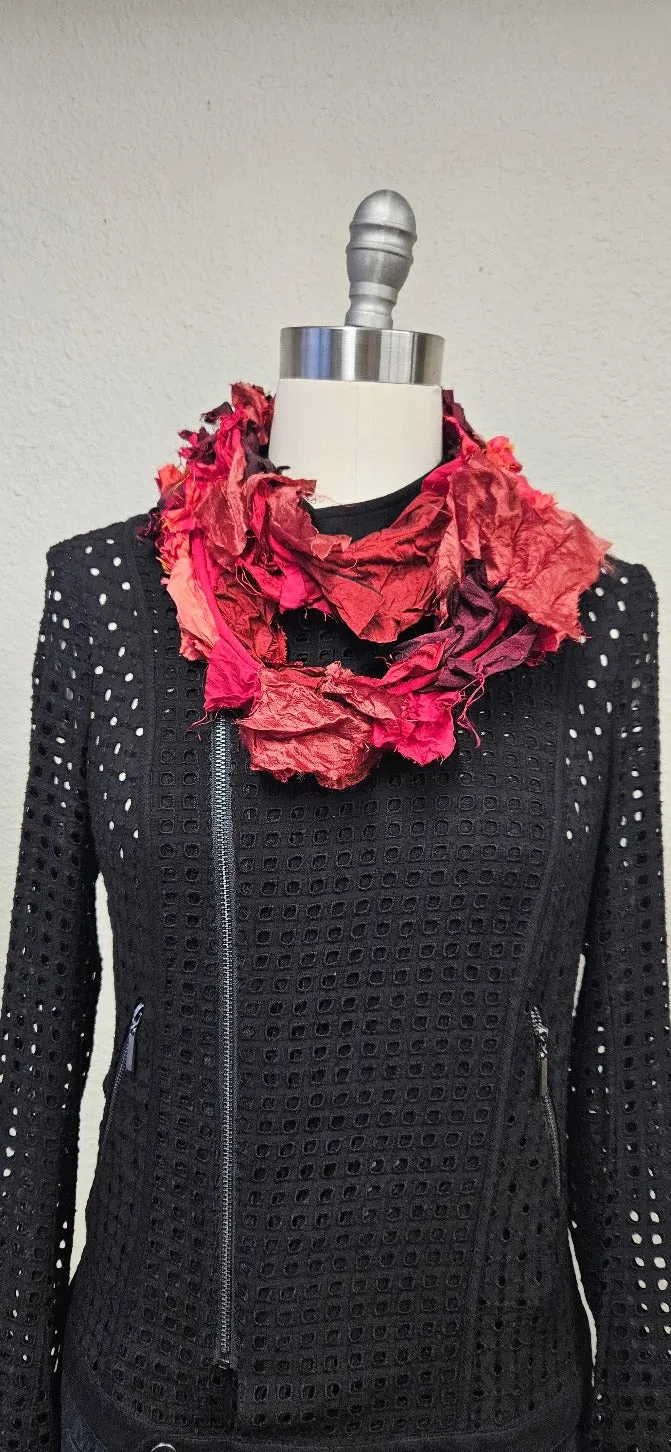 Handmade Red Infinity Silk Scarf