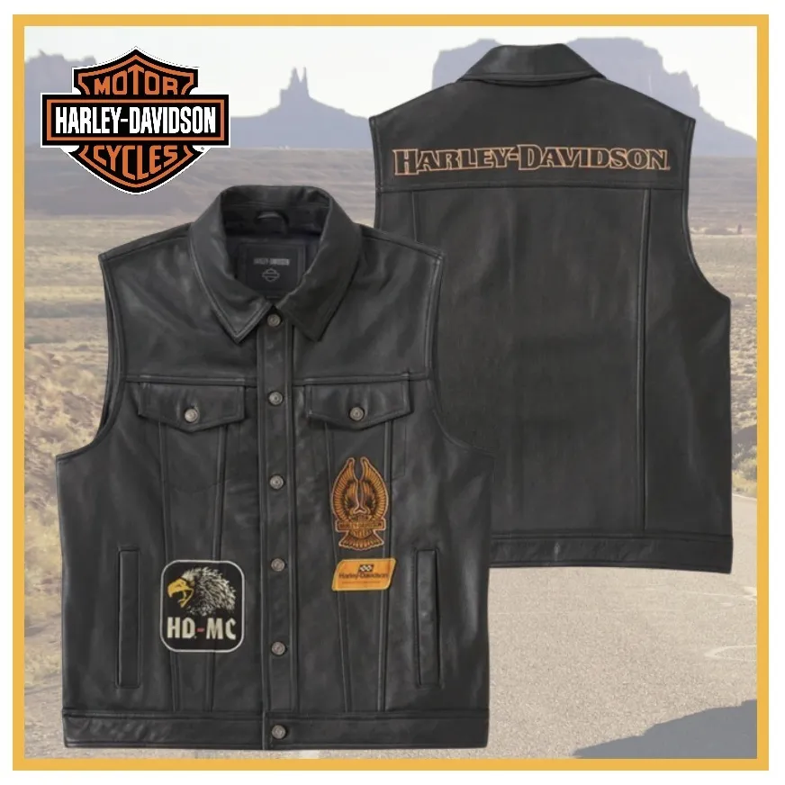 Harley Davidson  |Street Style Plain Logo Vests & Gillets