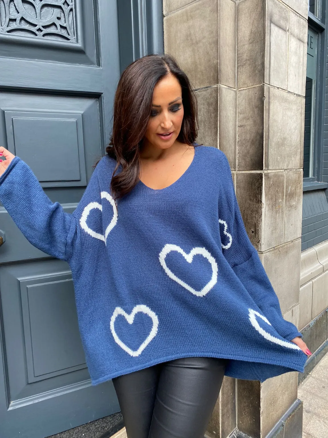 Hi-Lo Heart Jumper Celeste