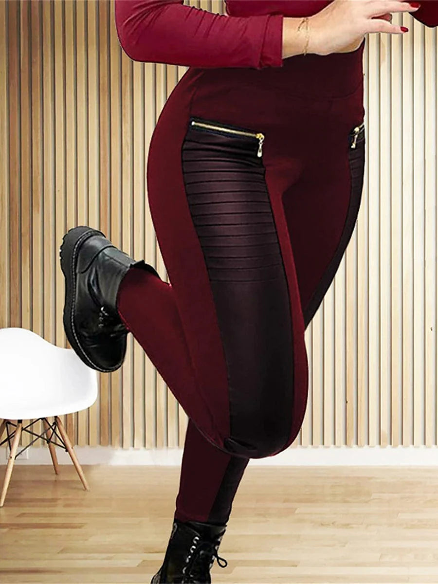 High Waist Leggings with Zipper Design for Women