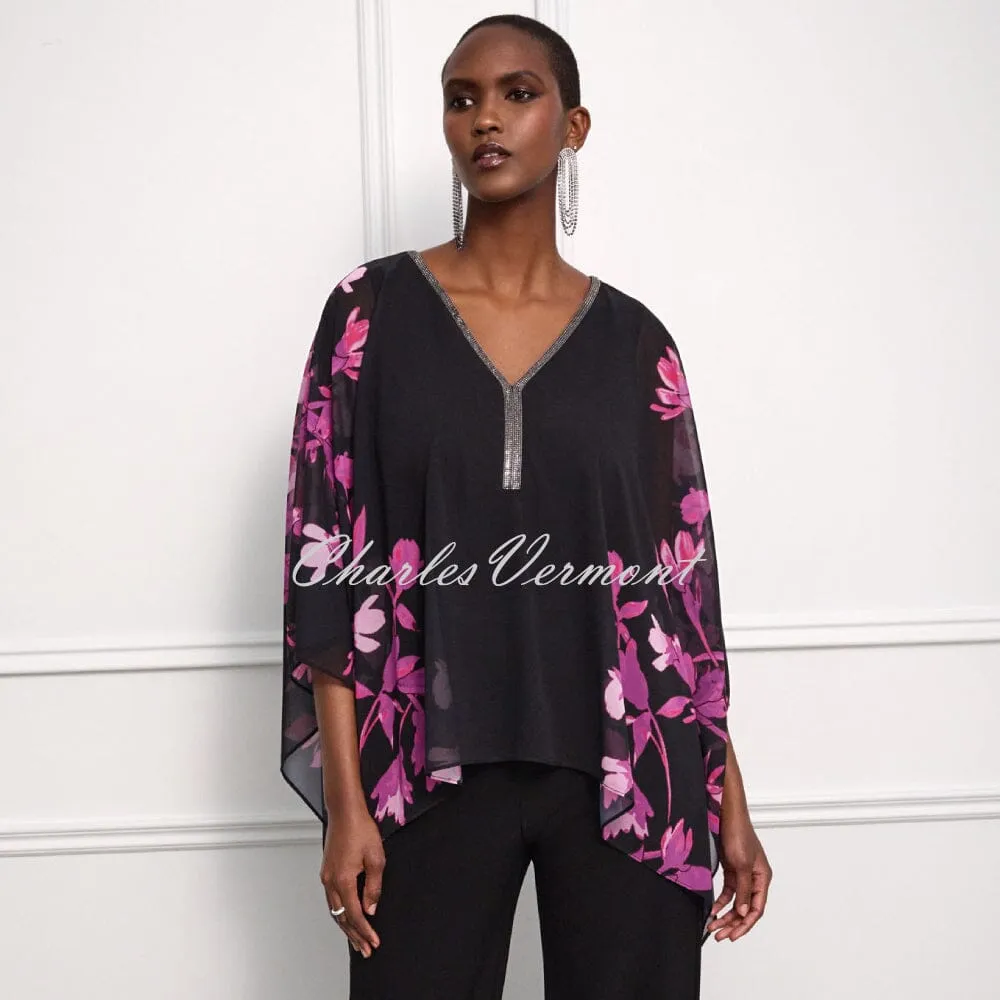 Joseph Ribkoff Floral Top with Diamante Neckline - Style 234199