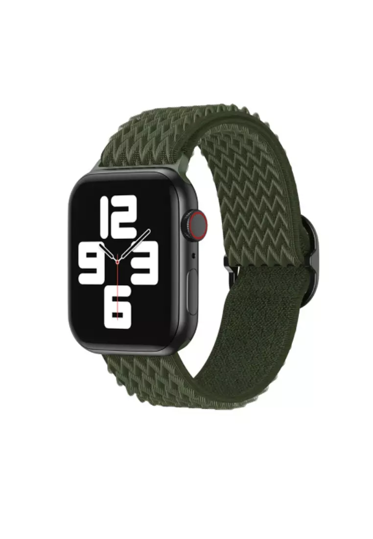 Kings Collection Army Green Rainbow Wave Pattern Nylon Woven Apple Watch Band 38MM / 40MM (KCWATCH1102)