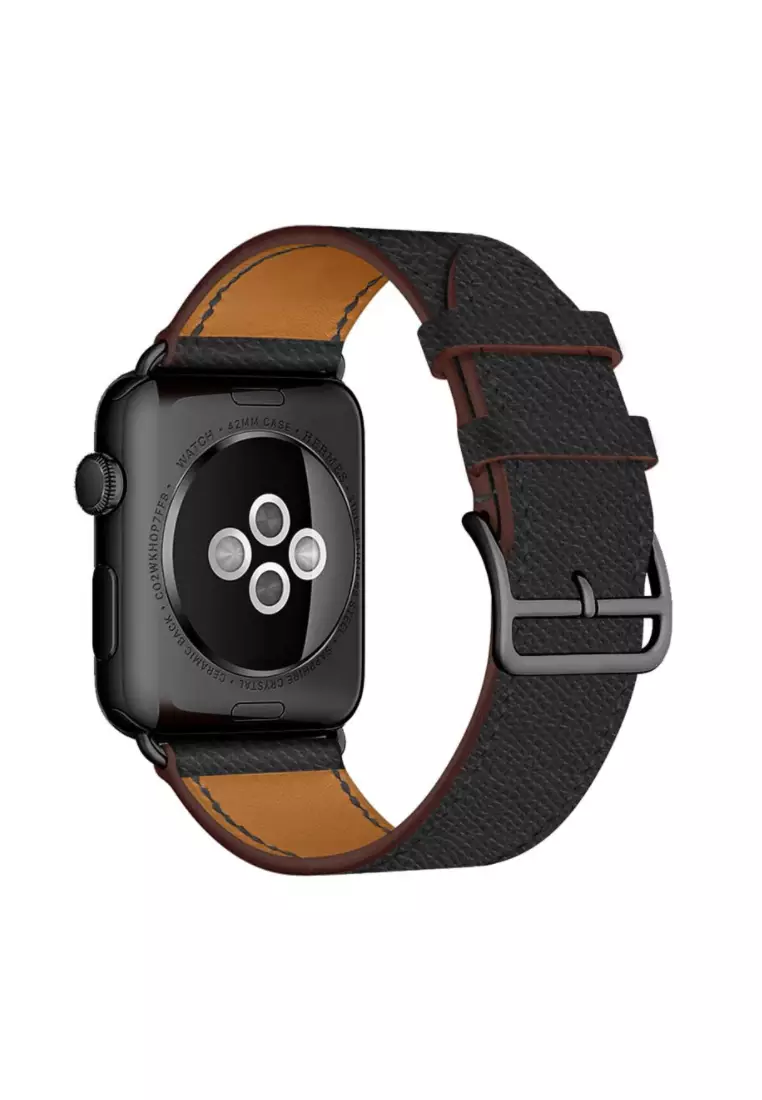 Kings Collection Black Leather Apple Watch Band 38MM / 40MM (KCWATCH1079)